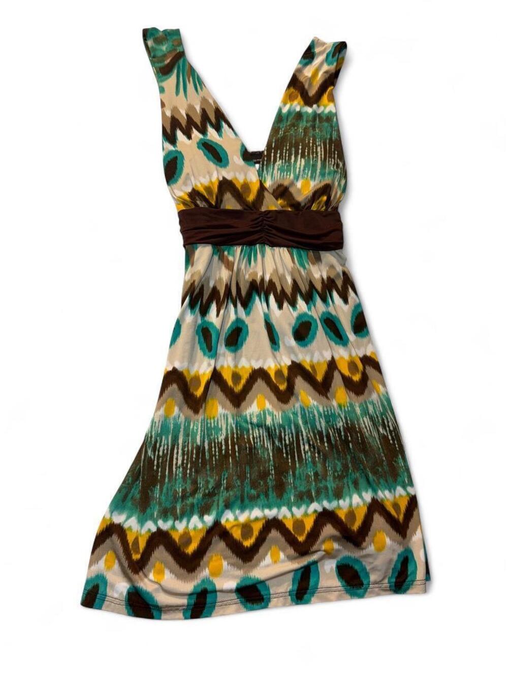 Vintage Co-Me Como Y2K Geometric Abstract Chevron Midi Dress
